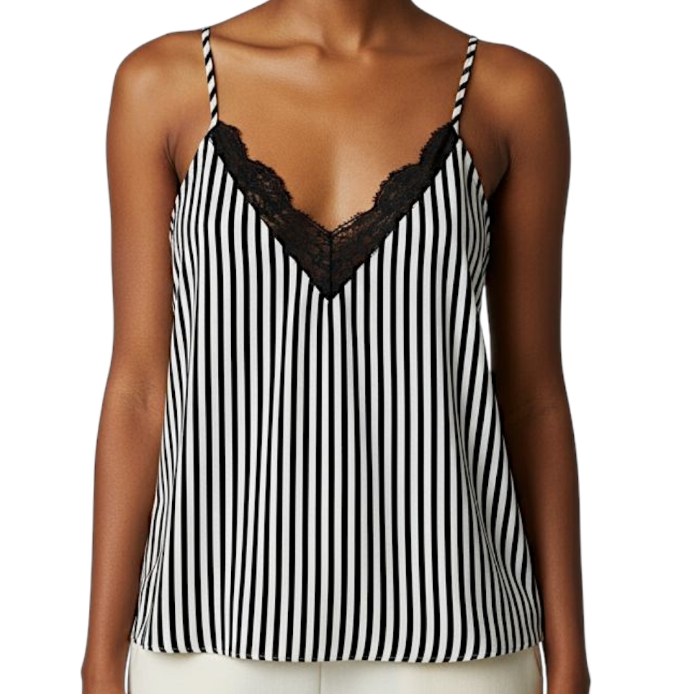 Socialite Black and White Stripe Lace Cami Women's Size XS